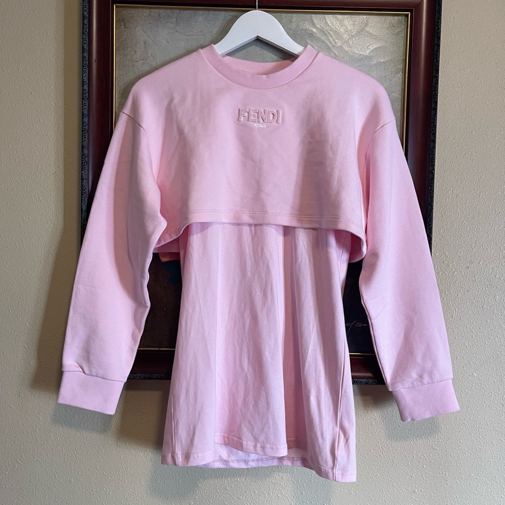 Fendi Light Pink Layered Long Sleeve Top